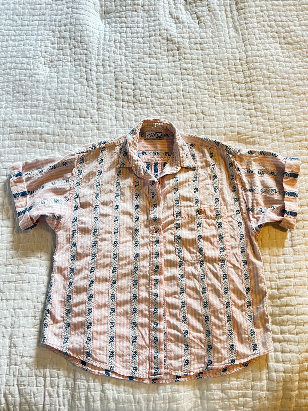 krazy kat Light Pink Striped Short-Sleeve Button-Front Shirt